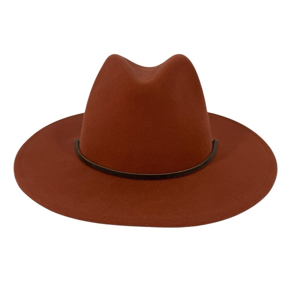 Wyeth Billie Rancher Hat 100% Wool Tan Brown Leather Trim Fedora Boho LIKE NEW!